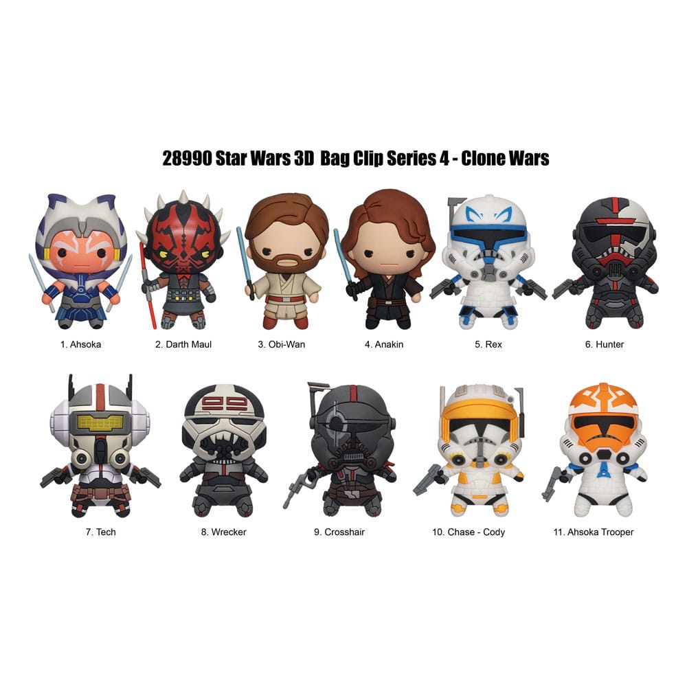Star Wars Clone Wars 3D PVC Bag Clips  Series 4 Display (24)