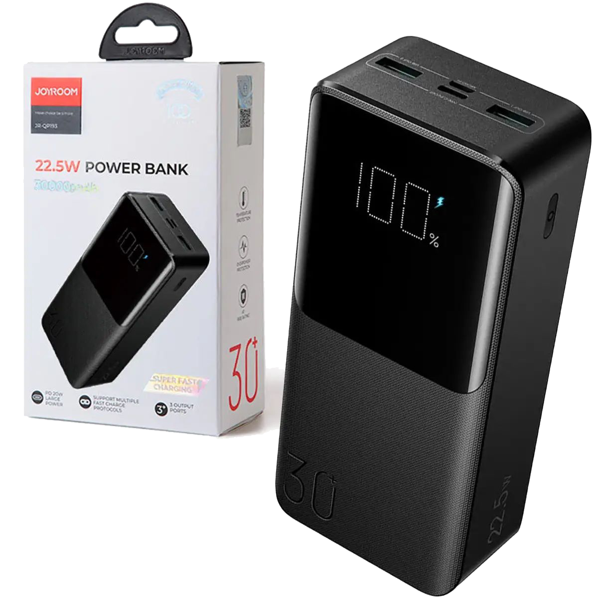 Joyroom power bank 30000mAh 22.5W PD QC3.0 AFC black (JR-QP193)