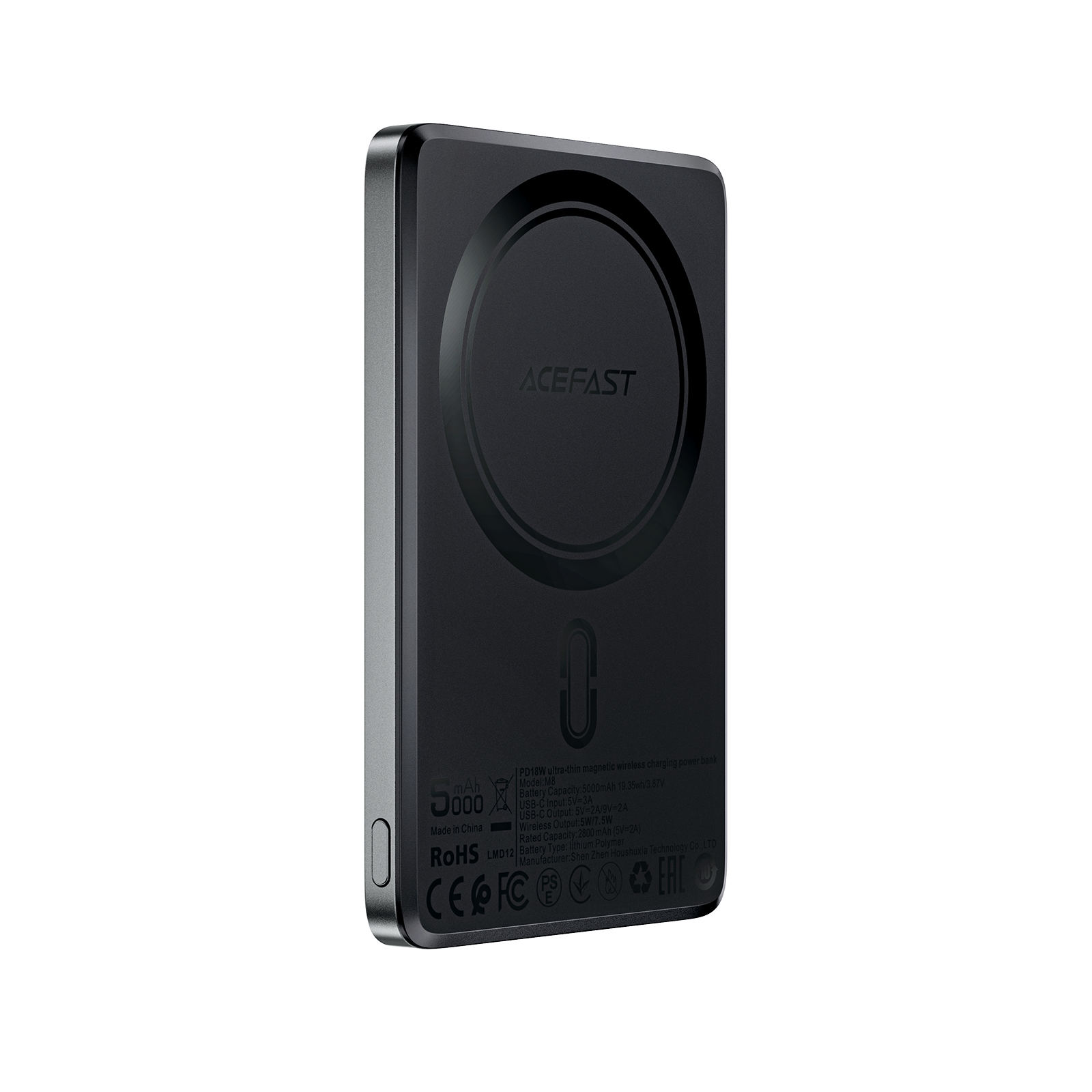 Acefast M8 PD18W ultra-thin magnetic wireless charging power bank 5000mAh,black
