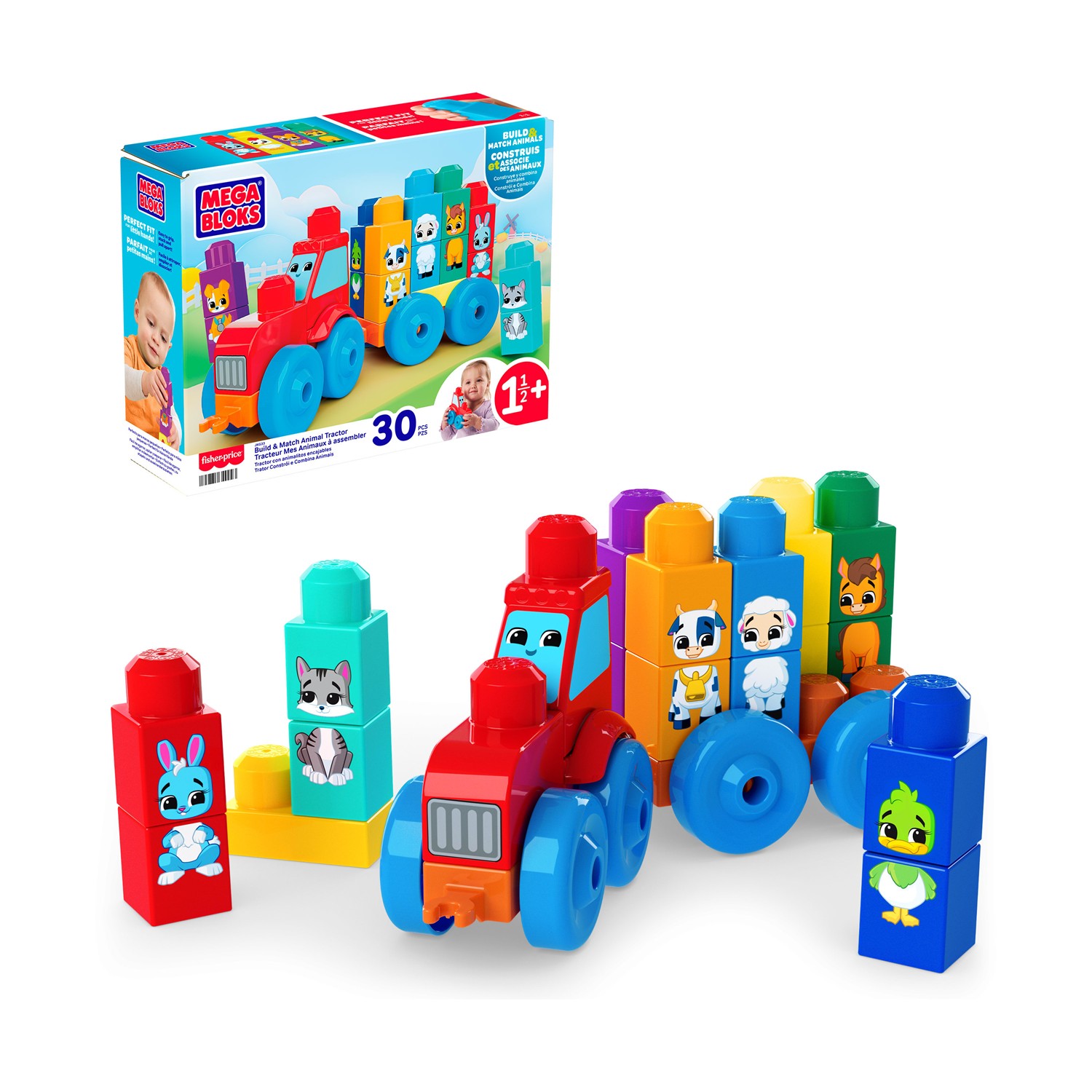 Fisher-Price Mega Blocks: Construction Sets - Build & Match Animal Tractor (JKG33)