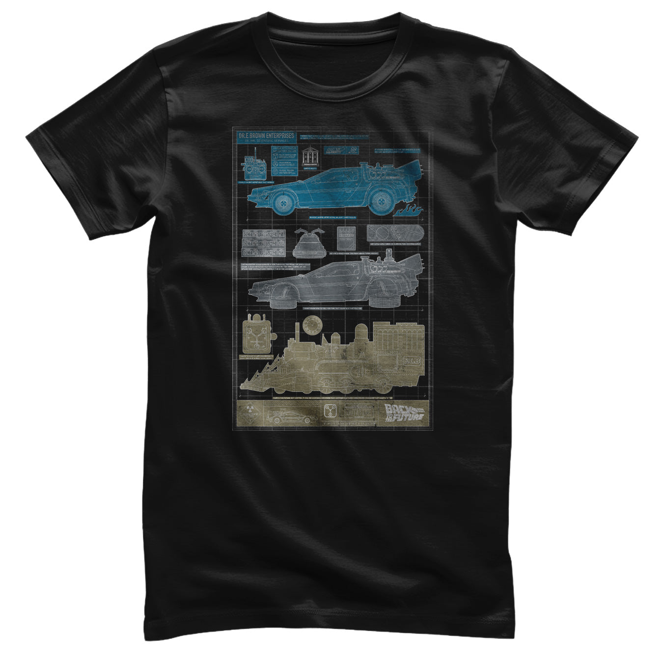 Back To The Future - Time Machine Blueprints T-Shirt