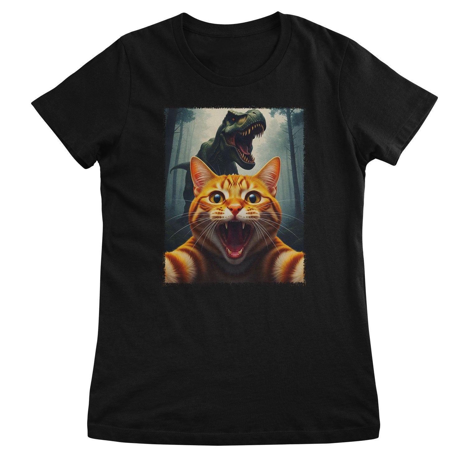 Cat Panic Dino Girly Top