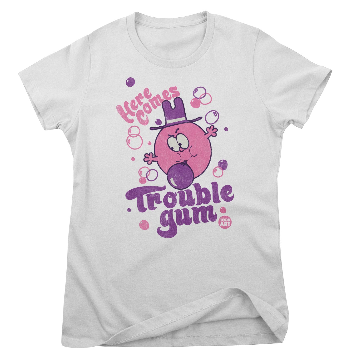 Here Comes Trouble Gum - ToddArt Girly Tee