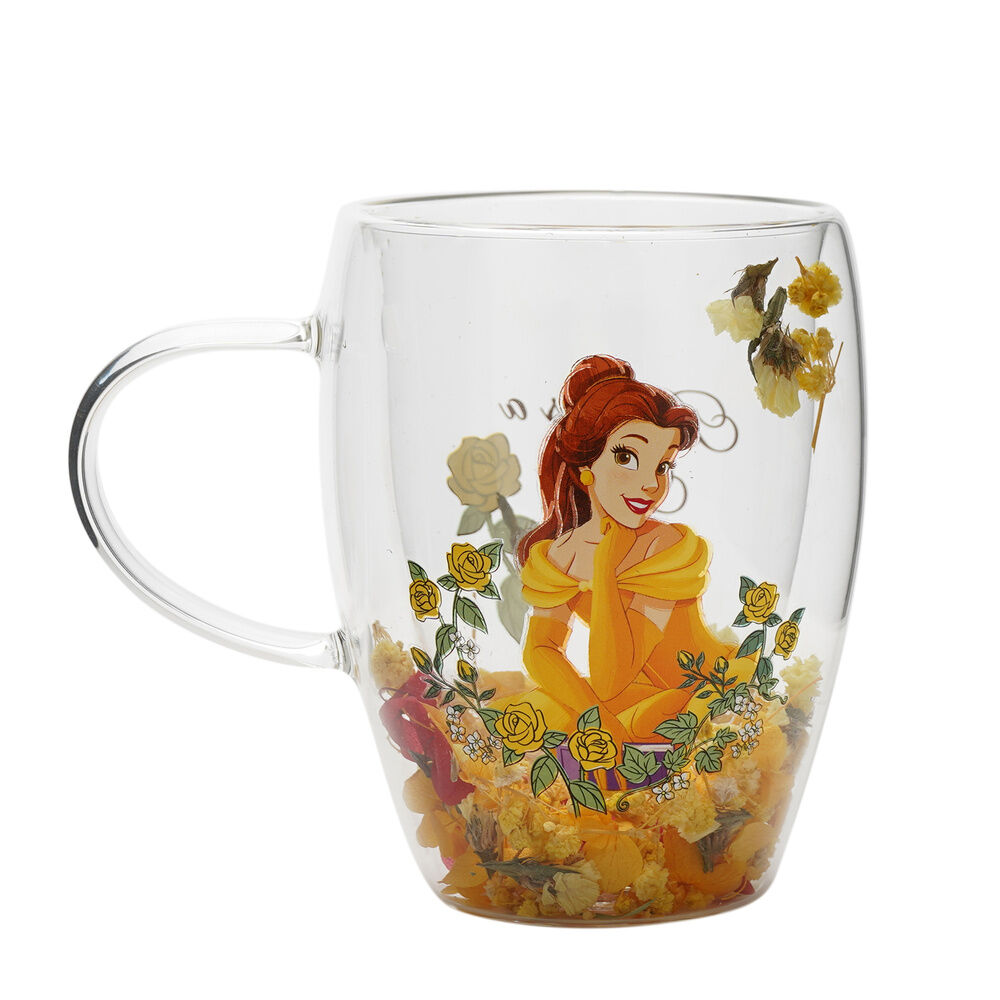 Disney Princess Belle floral decorative glass mug