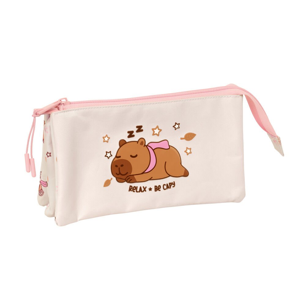 Capybara triple pencil case