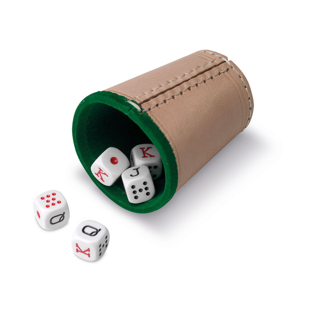 Leather Dicecup and 5 Poker dice
