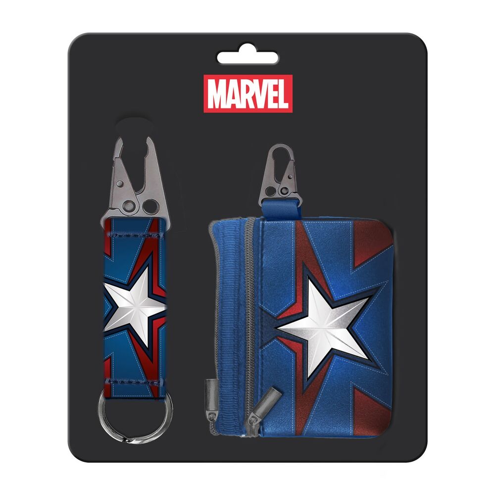 Marvel Captain America keyring + purse set