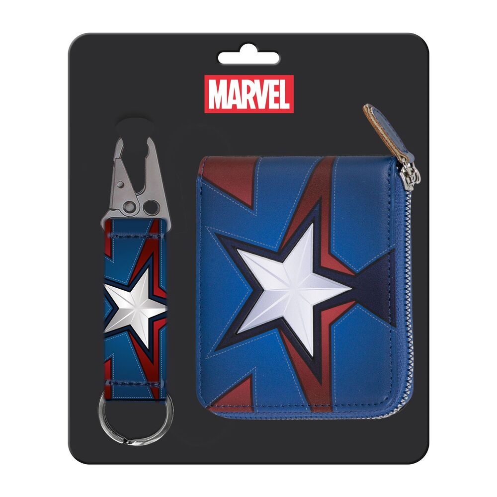 Marvel Captain America keyring + wallet set