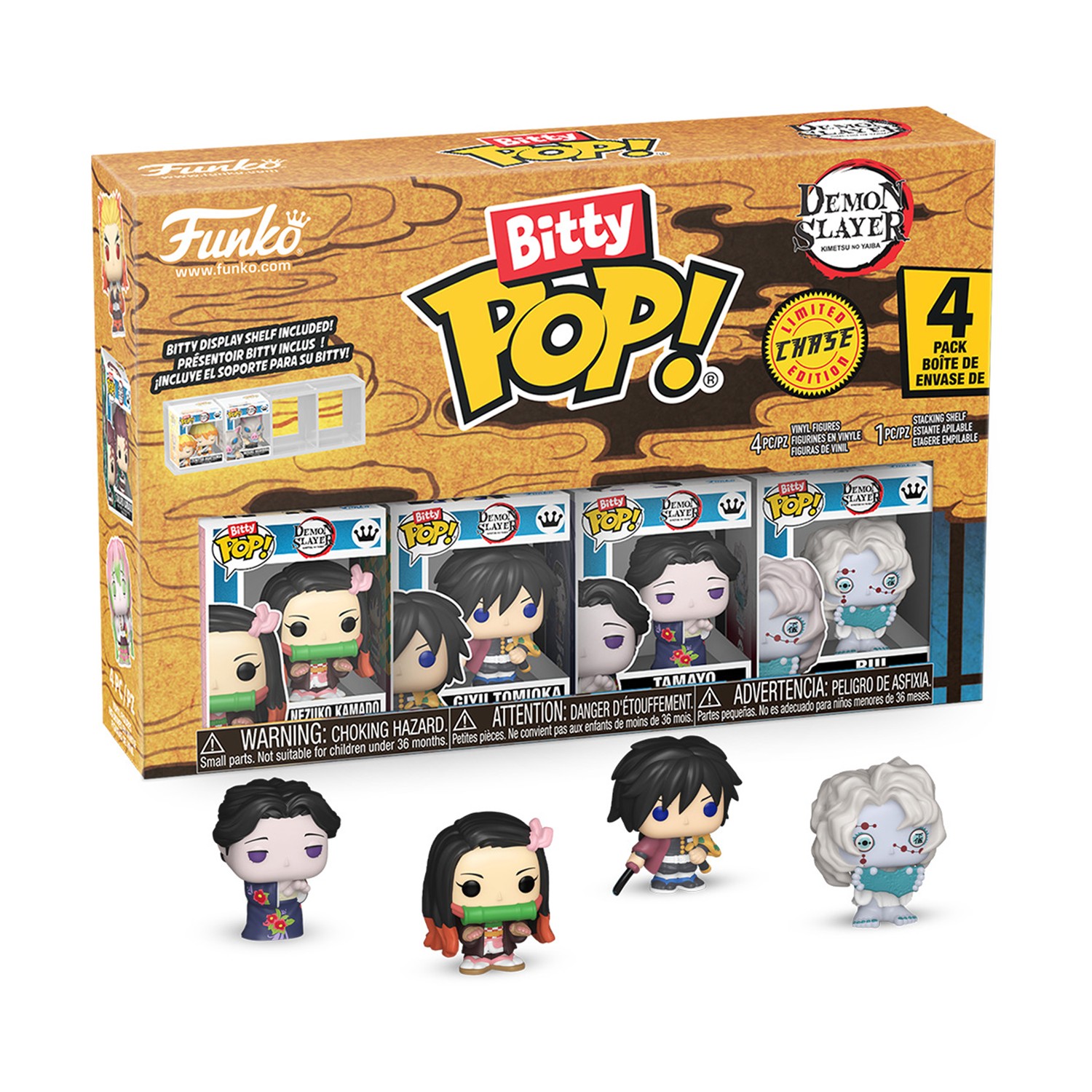 Funko Bitty Pop! 4-Pack: Demon Slayer- Nezuko Kamado, Giyu Tomioka, Tamayo, Rui*  Vinyl Figures