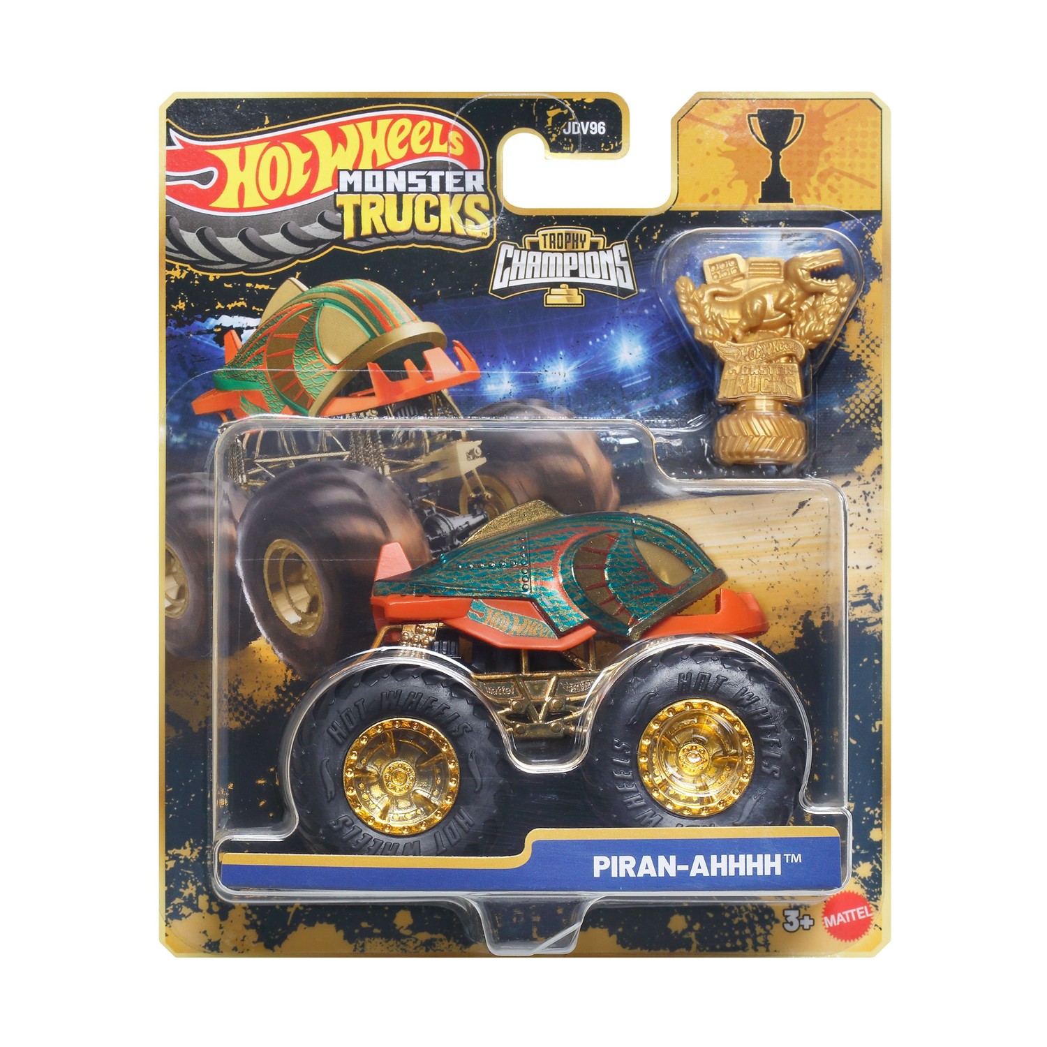 Mattel Hot Wheels Monster Trucks: 50 Bigfoot Trophy Champions - Piran-Ahhhh Vehicle (JMV70)
