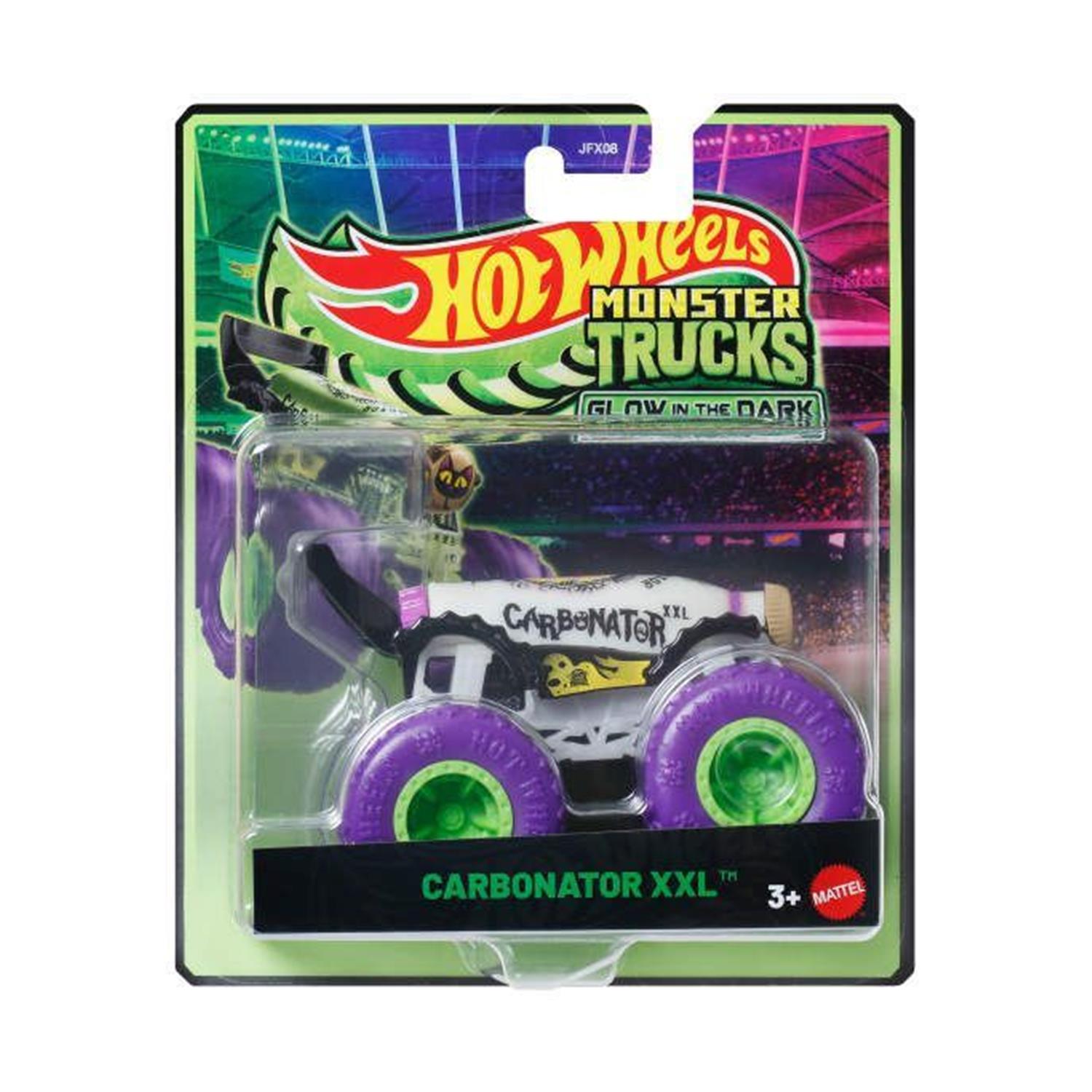 Mattel Hot Wheels: Monster Trucks Glow In The Dark - Carbonator XXL Vehicle (JFX17)