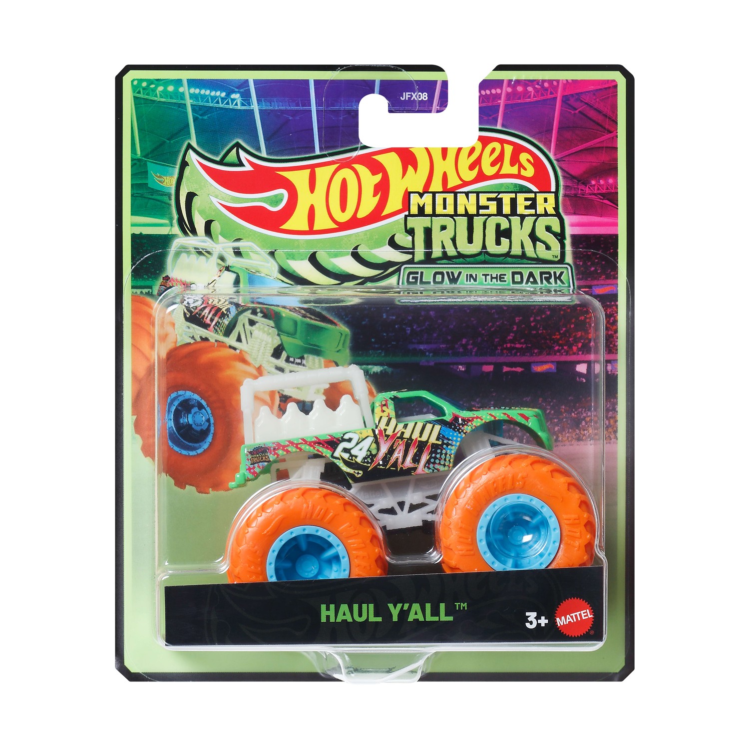 Mattel Hot Wheels: Monster Trucks Glow In The Dark - Haul Y'All Vehicle (JFX21)