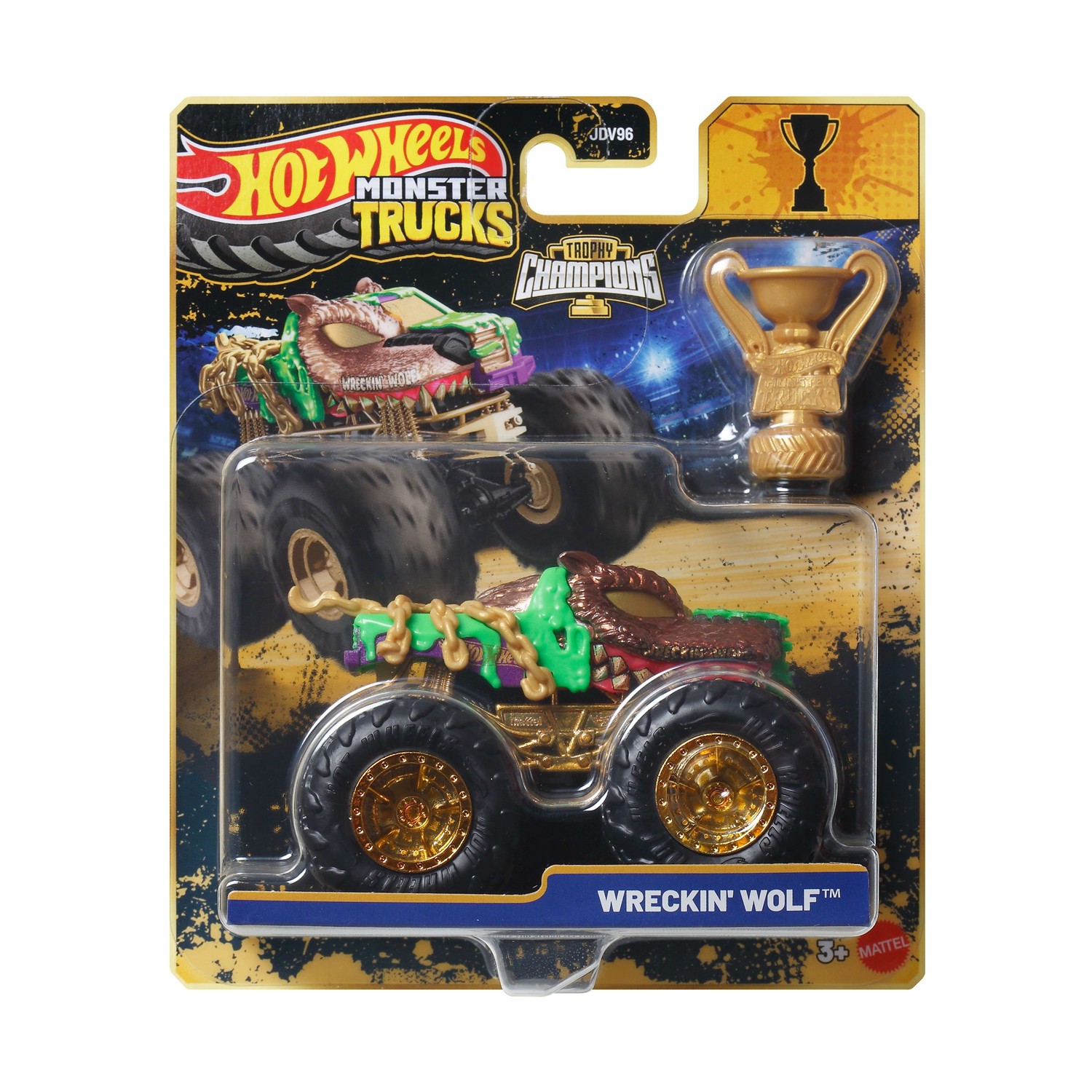 Mattel Hot Wheels Monster Trucks: Trophy Champions - Wreckin Wolf Vehicle (JMV65)