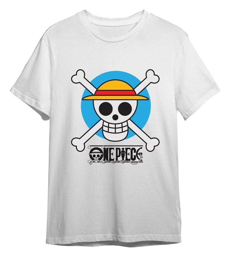 One Piece T-Shirt Circle Skull White Size S